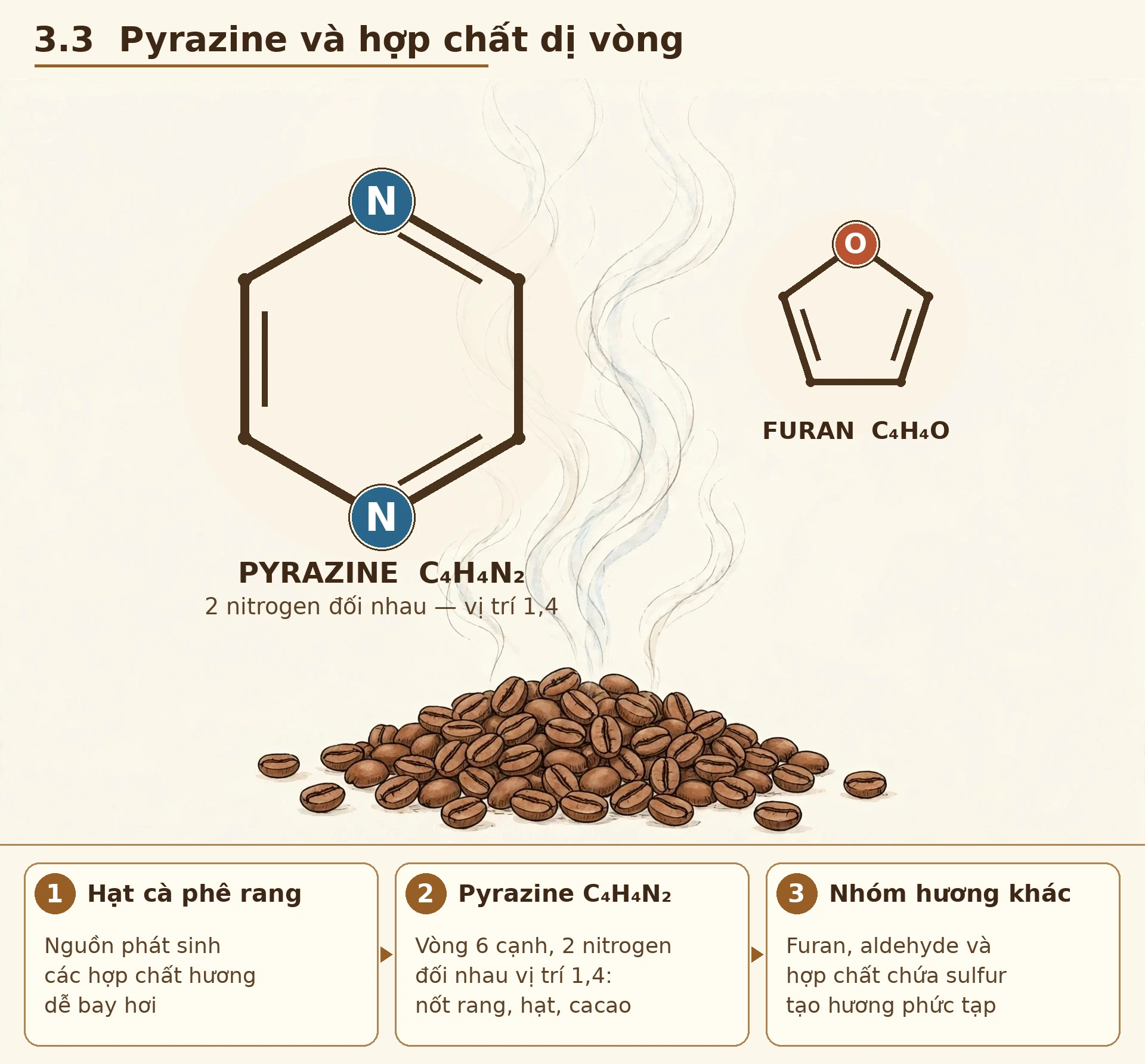 công thức cấu tạo chính xác của pyrazine.