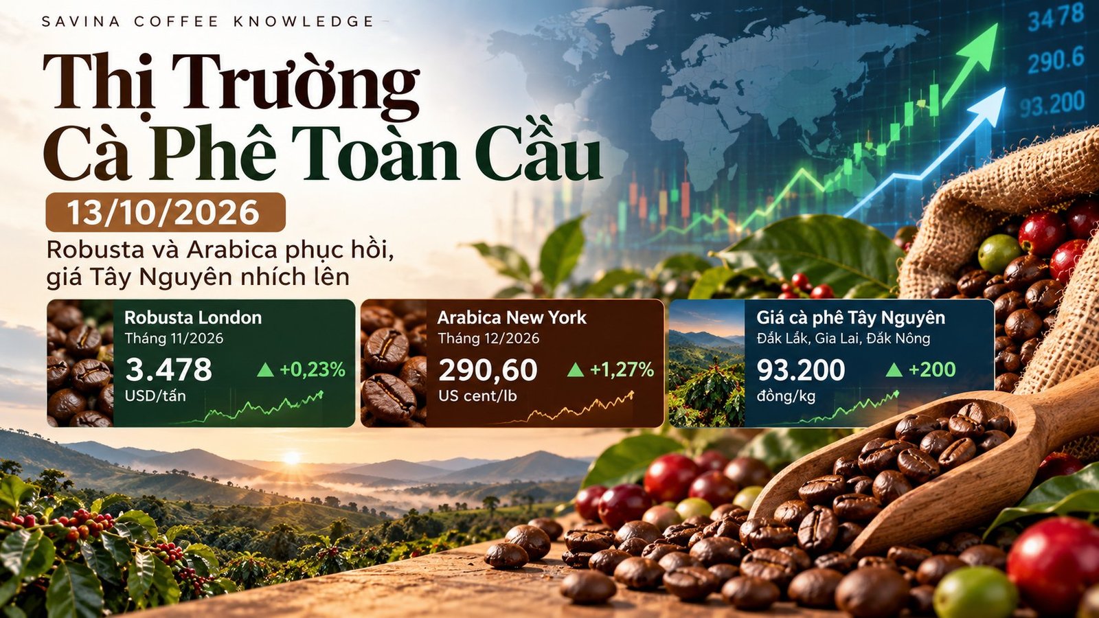 Phân tích thị trường cà phê ngày 13/10/2026